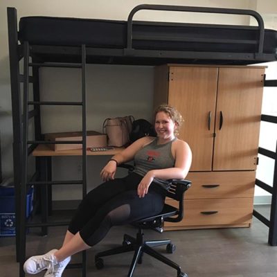 Abbey in her Dorm room